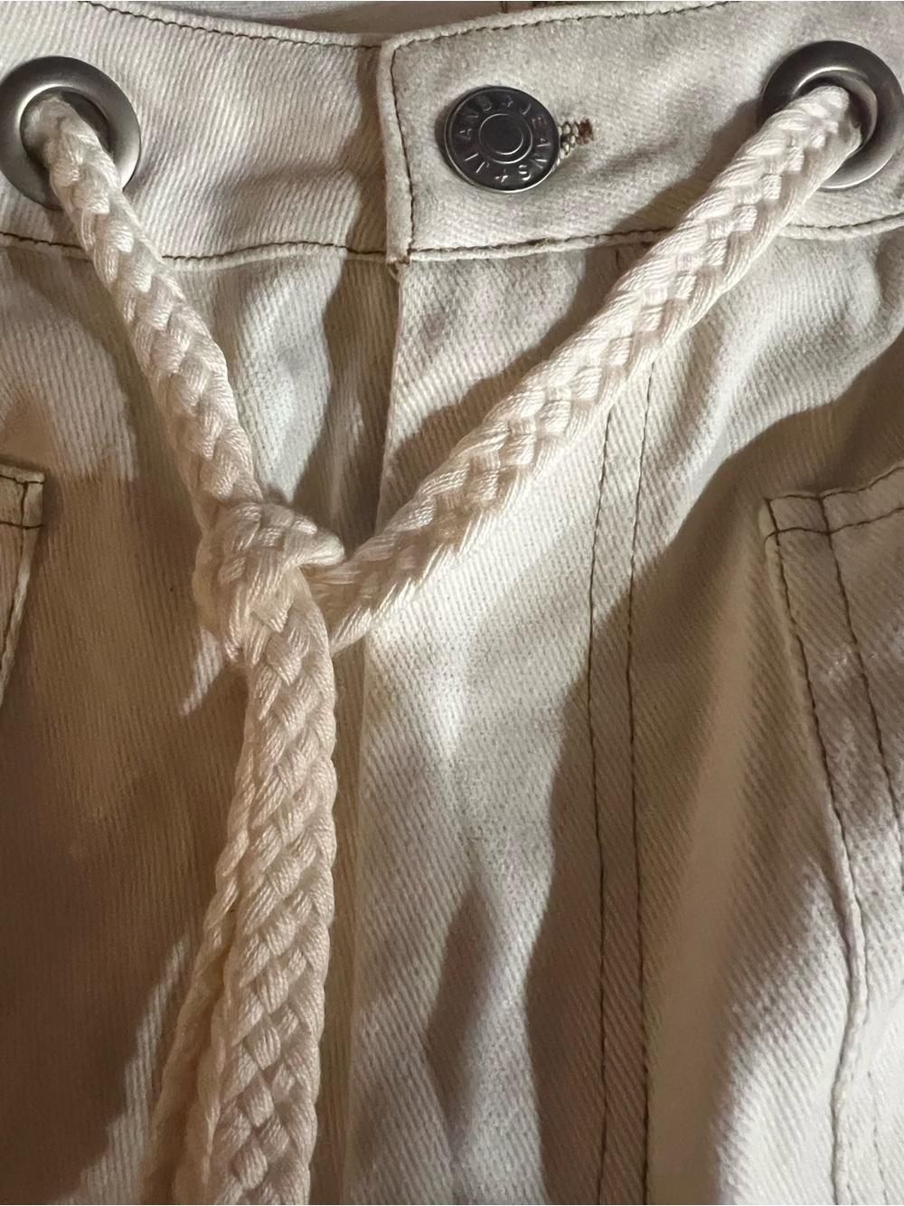 Altar'd State Cream Drawstring Barrel Utility Jeans Size Small - Picture 8 of 9